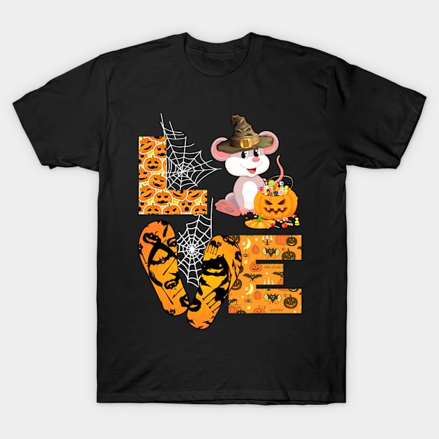 LOVE Mouse Pumpkin Funny Halloween Gift for Men Women T-Shirt by shanemuelleres